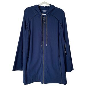 NWT Catherine’s Full Zip Tunic Hooded Jacket Navy Blue Active- Size 3X